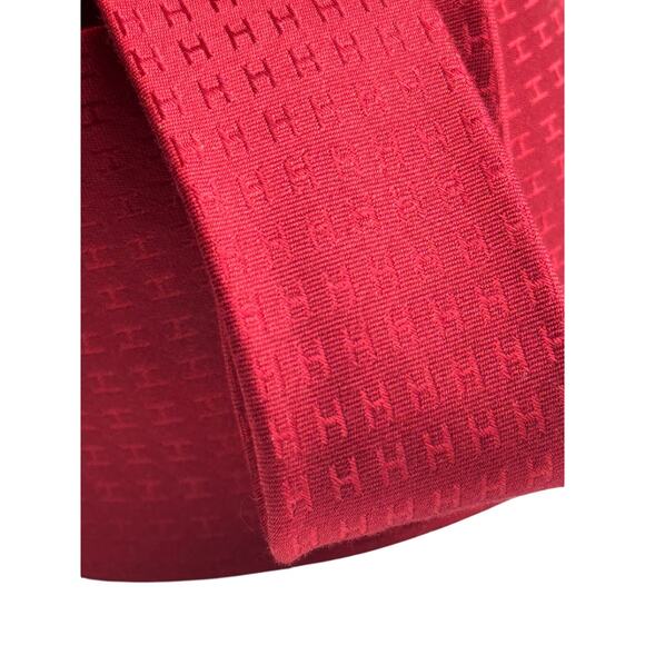 Hermès Silk Tie Men’s Red H Pattern Monogram Luxury Necktie France One Size - Picture 10 of 14
